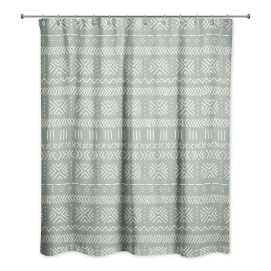 Sage Mudcloth 71" x 74" Shower Curtain